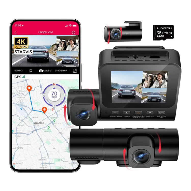 Car Dash Cam - LINGDU V630 4K 2.4'' Screen Wifi