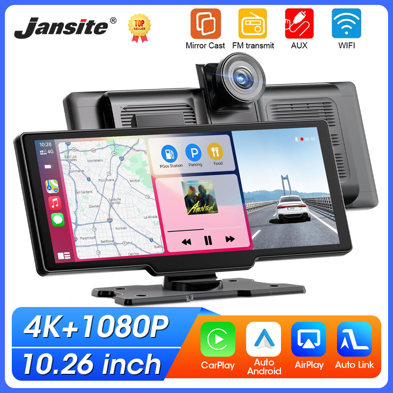 Car Dash Cam - Portable 10.26'' Dash Cam Wireless CarPlay