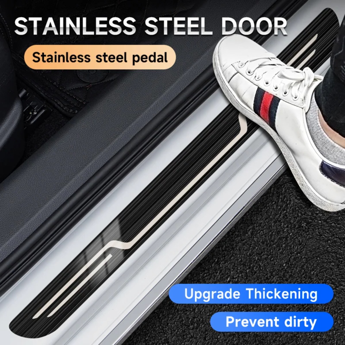 Car Door Sill Strip Stainless  - đánh giá và giá Car Accessories Tape