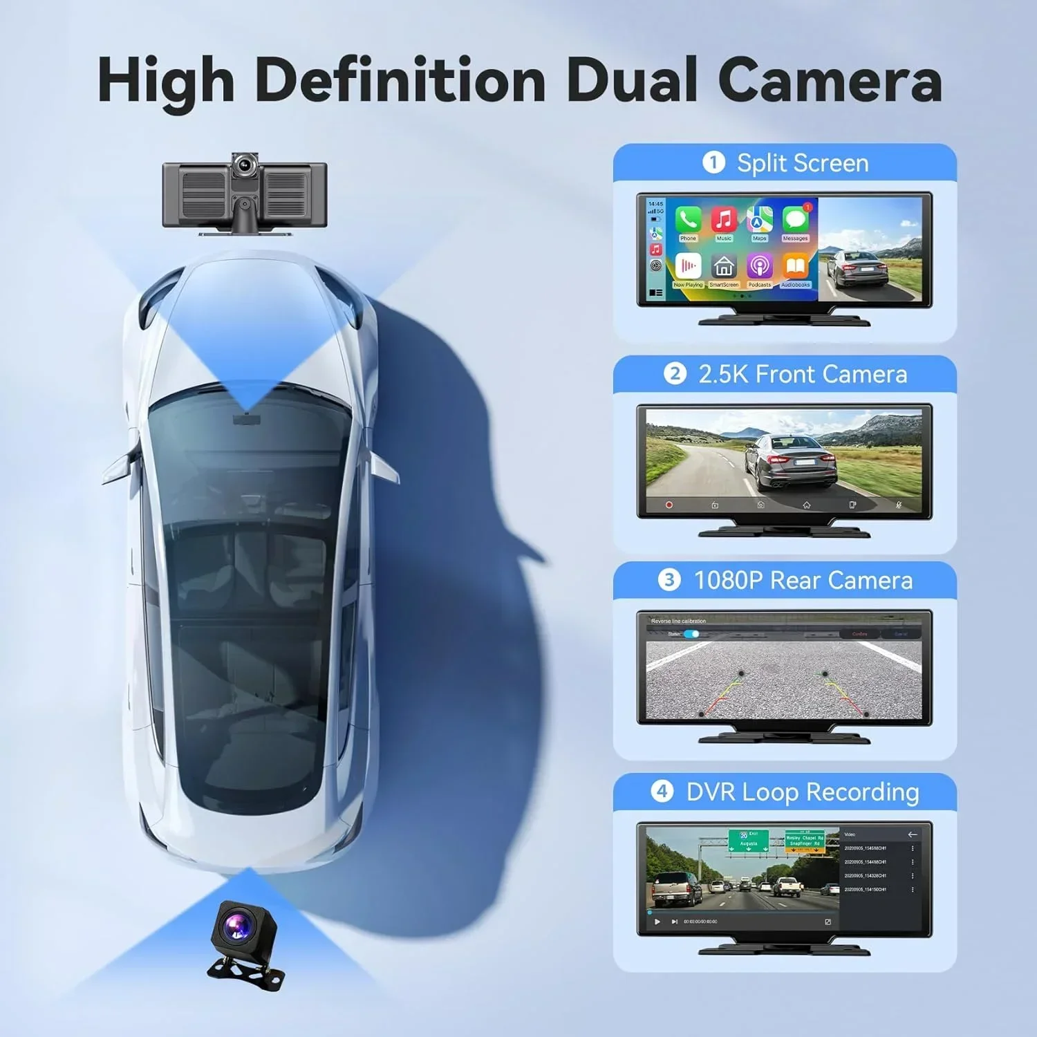 Portable 10.26'' Dash Cam Wire - đánh giá và giá Car Dash Cam